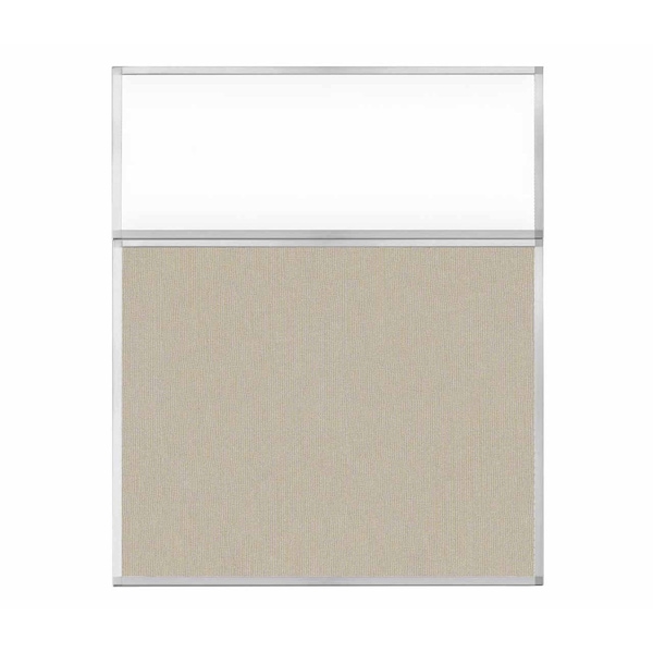Hush Panel Configurable Cubicle Partition 5' x 6' W/ Window Sand Fabric Clear Window